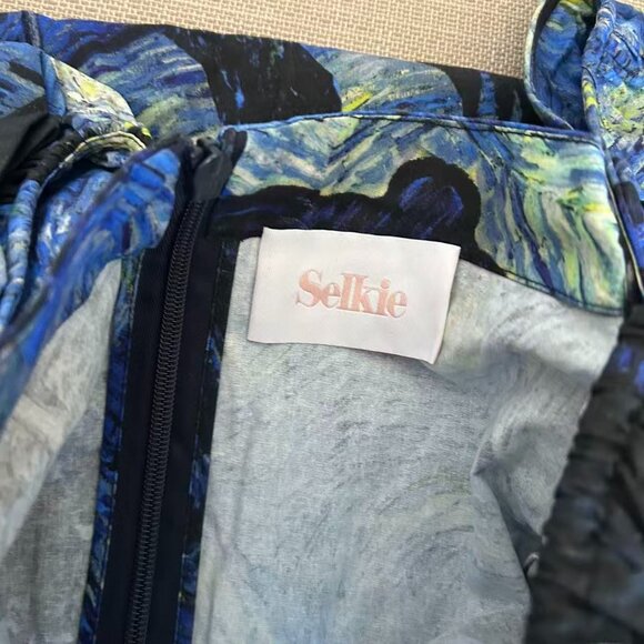 BEST Selkie The Starry Night Day Midi Dress Navy Van Gogh Masterpiece Medium - Picture 8 of 14